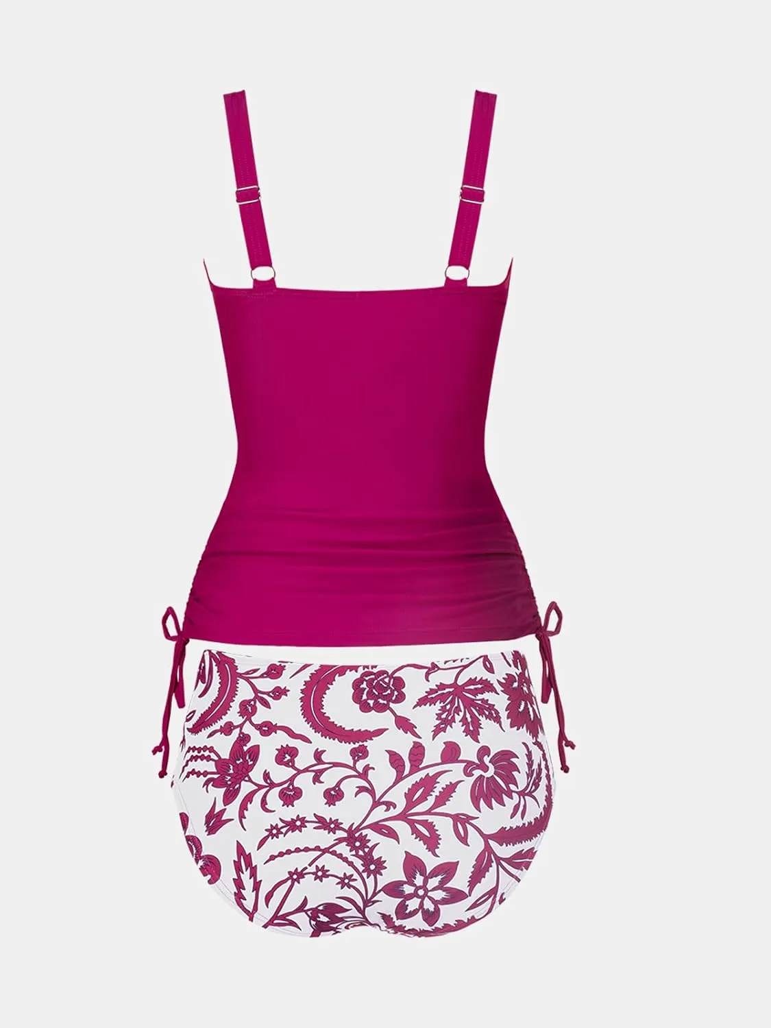 CUPSHE Women's Tankini Sets Square Neck High Waisted Two Piece Bathing Suits Adjustable Straps Drawstring Swimwear