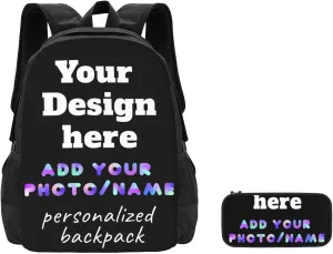 Custom Backpack Personalized Large Capacity Shoulder Bookbag Custom Laptop Bag Customizable Backpack for Kids