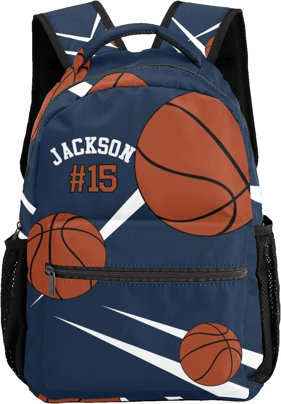 Custom Kid Backpack, Sport Basketball Player Team Navy Personalized School Bookbag with Your Own Name, Customization Casual Bookbags for Student Girls Boys