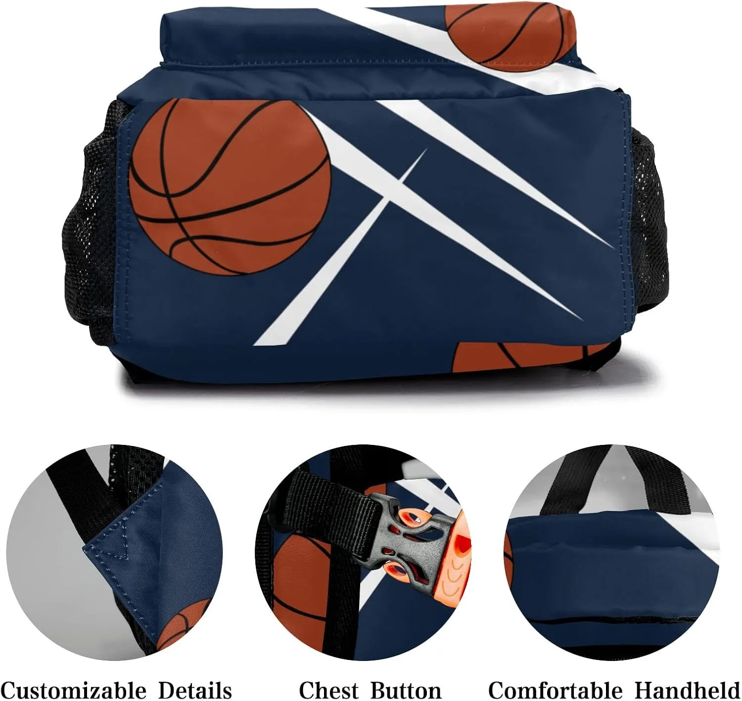 Custom Kid Backpack, Sport Basketball Player Team Navy Personalized School Bookbag with Your Own Name, Customization Casual Bookbags for Student Girls Boys
