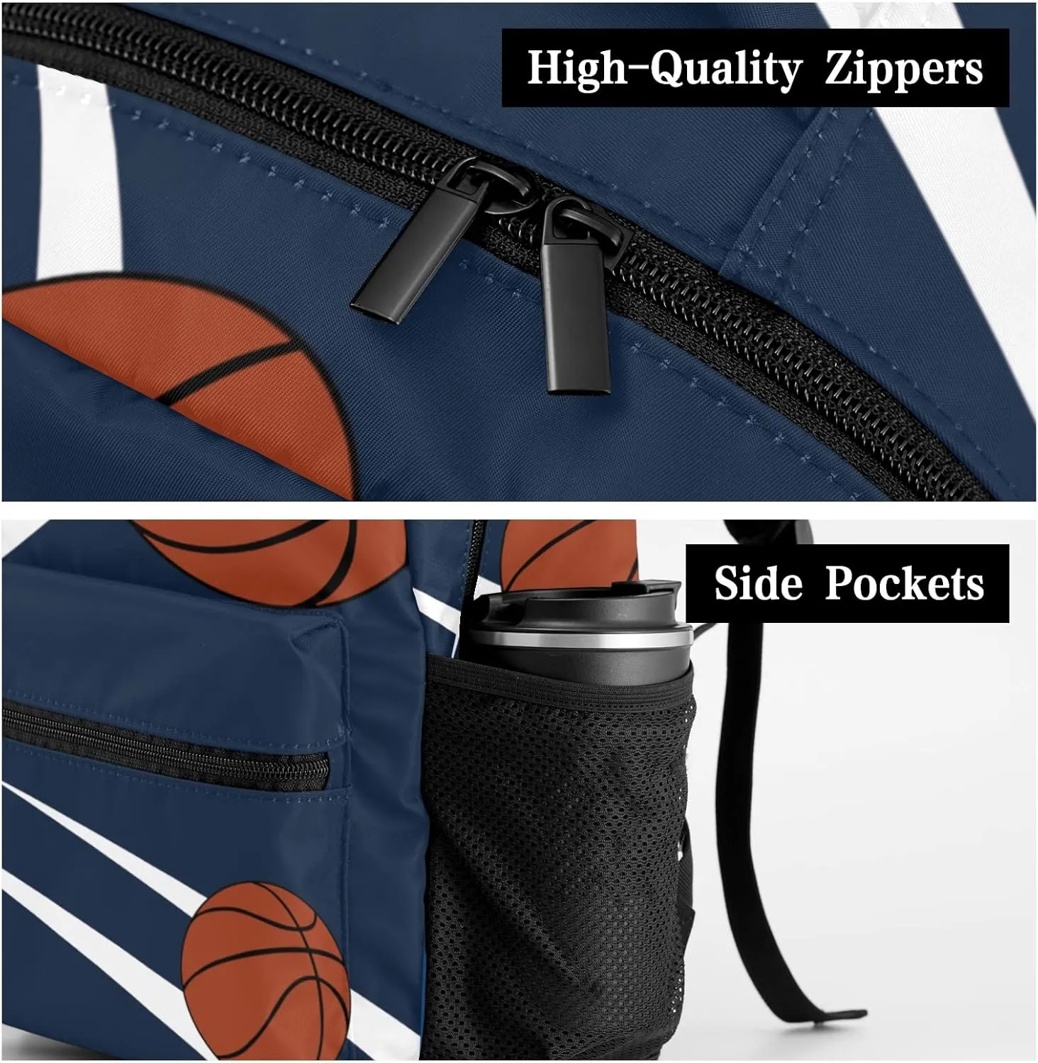 Custom Kid Backpack, Sport Basketball Player Team Navy Personalized School Bookbag with Your Own Name, Customization Casual Bookbags for Student Girls Boys