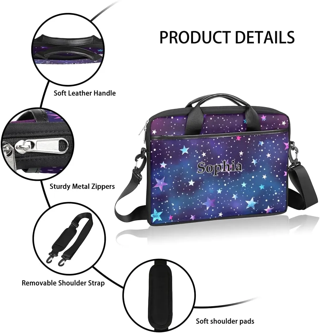 Custom-Laptop-Bag for-Adults Personalized Laptop-Shoulder-Bag with-Name Computer-Bag Meteor Work-Bag