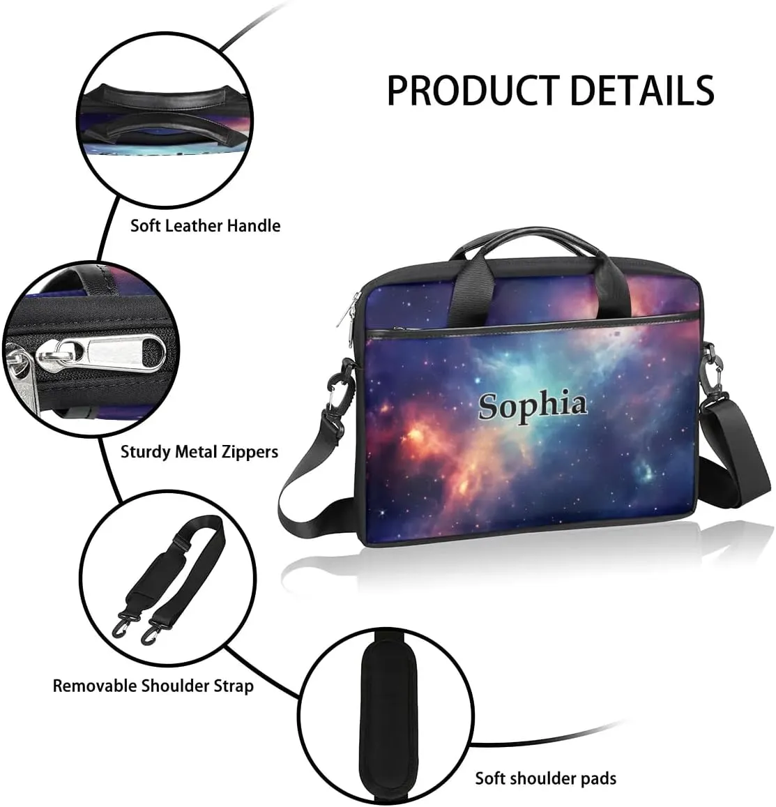Custom-Laptop-Bag for-Adults Personalized Laptop-Shoulder-Bag with-Name Computer-Bag Meteor Work-Bag