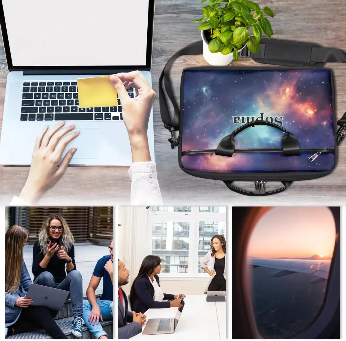 Custom-Laptop-Bag for-Adults Personalized Laptop-Shoulder-Bag with-Name Computer-Bag Meteor Work-Bag
