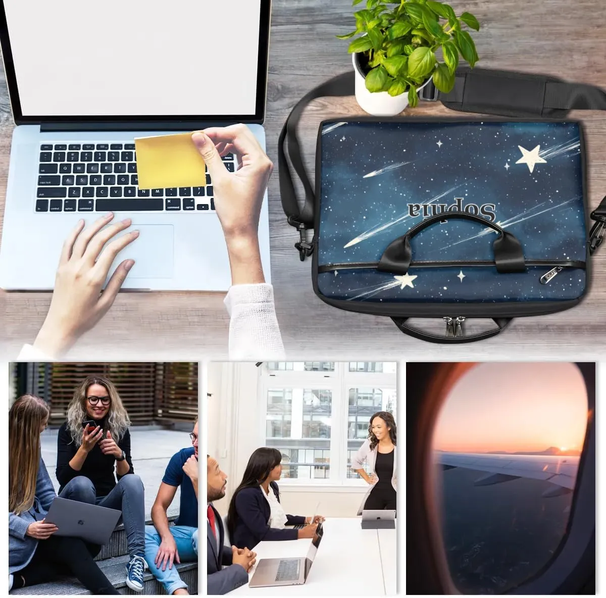 Custom-Laptop-Bag for-Adults Personalized Laptop-Shoulder-Bag with-Name Computer-Bag Meteor Work-Bag