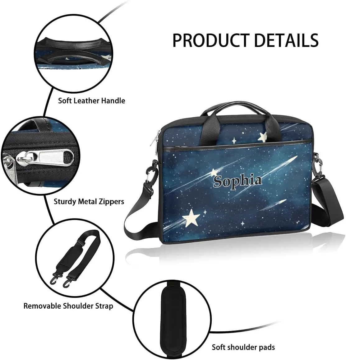 Custom-Laptop-Bag for-Adults Personalized Laptop-Shoulder-Bag with-Name Computer-Bag Meteor Work-Bag