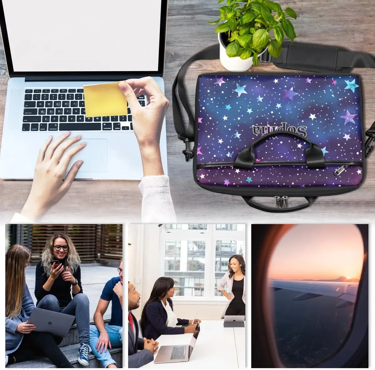 Custom-Laptop-Bag for-Adults Personalized Laptop-Shoulder-Bag with-Name Computer-Bag Meteor Work-Bag