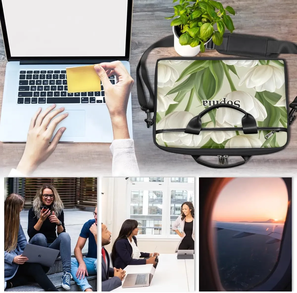 Custom-Laptop-Bag for-Adults Personalized Laptop-Shoulder-Bag with Name Computer-Bag Unicorn Work Bag