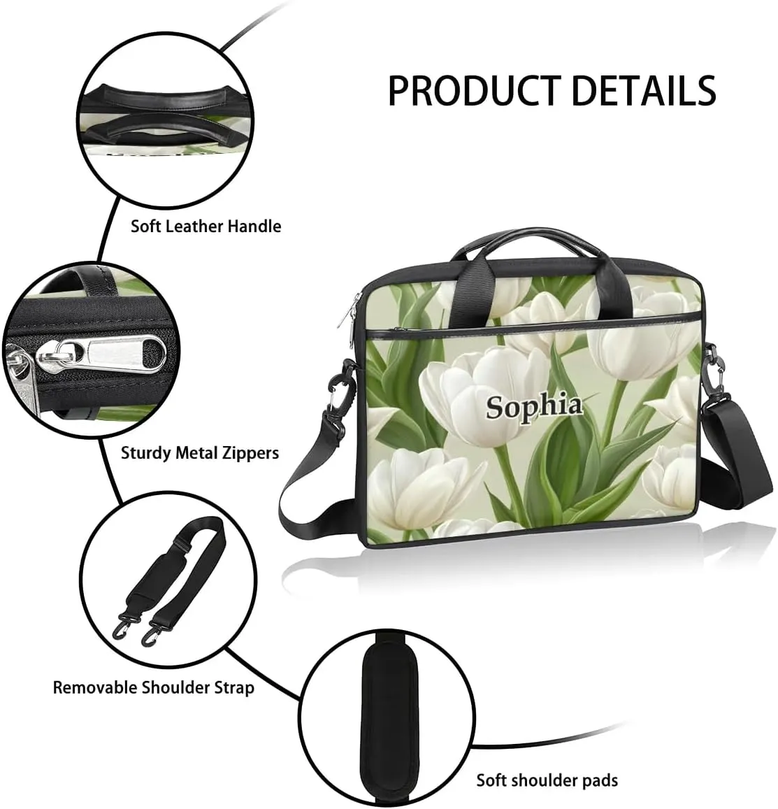 Custom-Laptop-Bag for-Adults Personalized Laptop-Shoulder-Bag with Name Computer-Bag Unicorn Work Bag