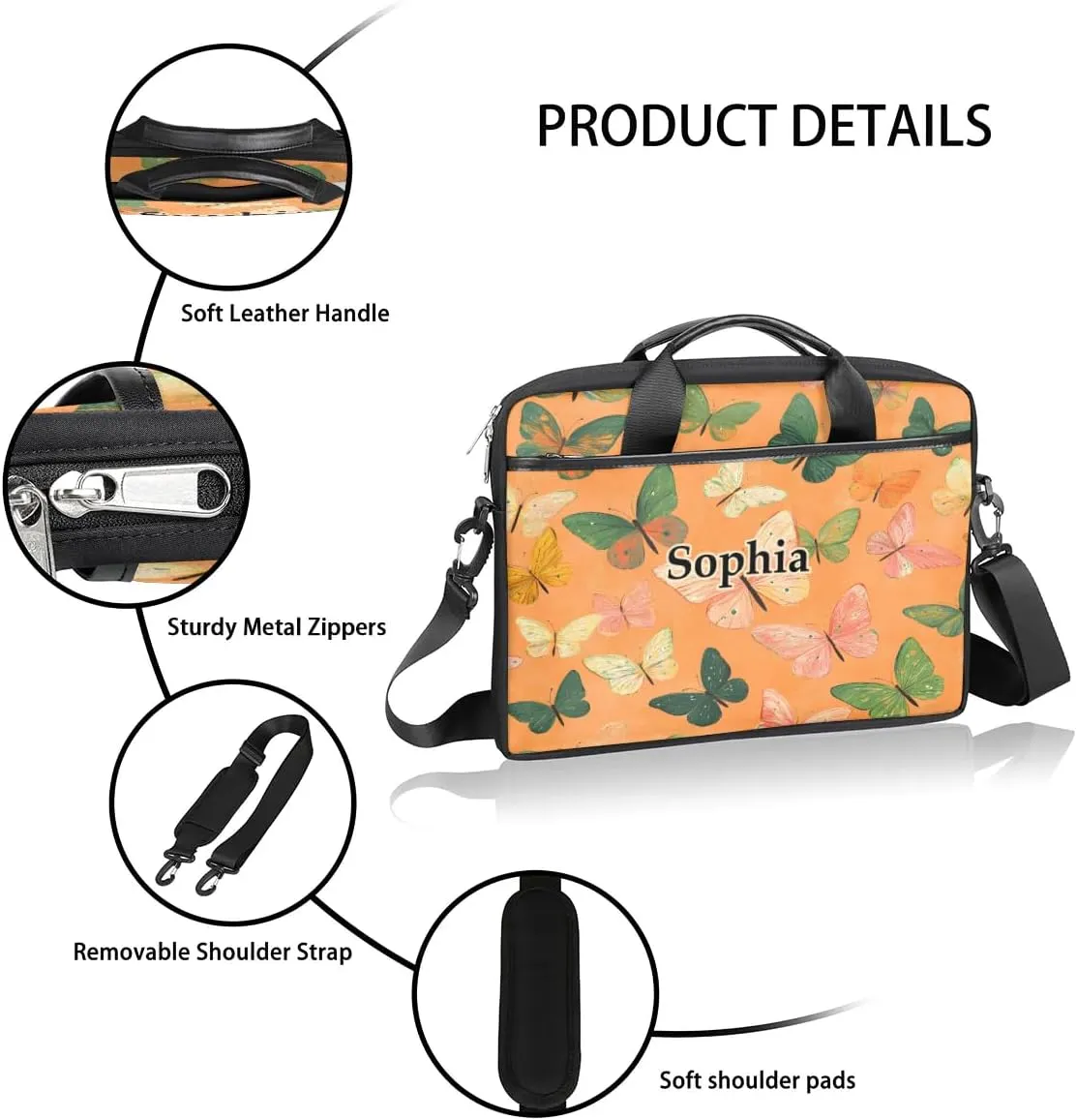 Custom-Laptop-Bag for-Adults Personalized Laptop-Shoulder-Bag with Name Computer-Bag Unicorn Work Bag