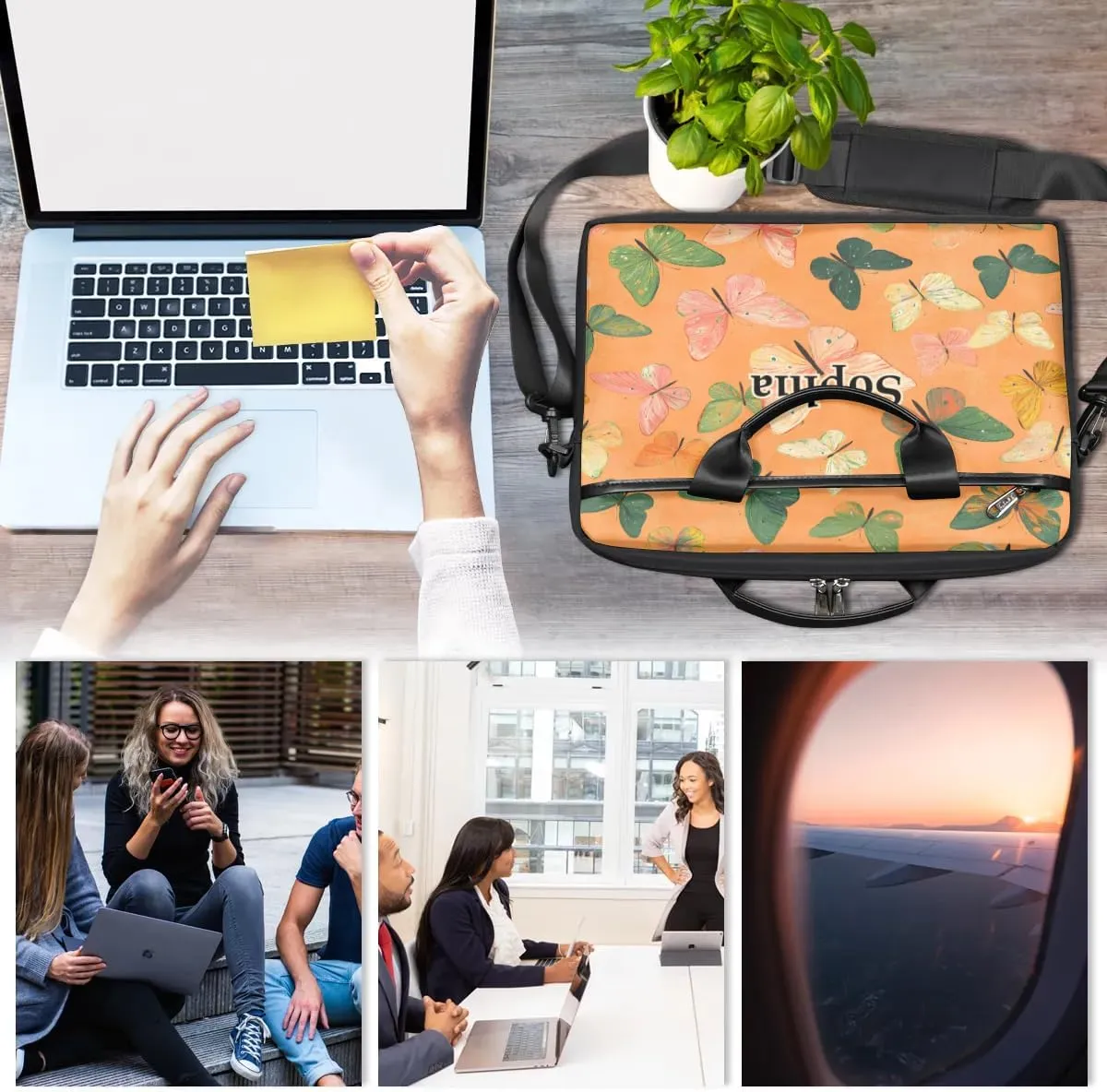 Custom-Laptop-Bag for-Adults Personalized Laptop-Shoulder-Bag with Name Computer-Bag Unicorn Work Bag