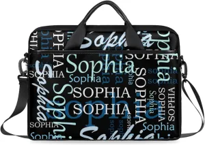Custom-Laptop-Bag for-Adults Women Men Personalized Laptop-Shoulder-Bag with-Name Computer-Bag Gradient Blue