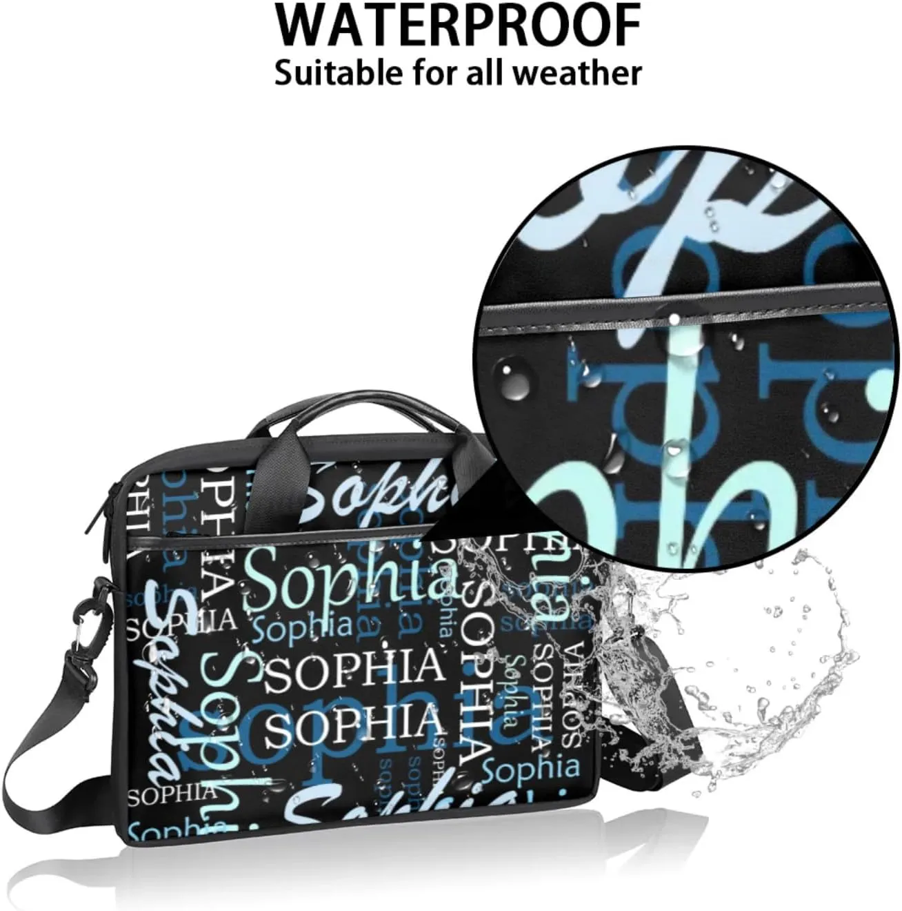 Custom-Laptop-Bag for-Adults Women Men Personalized Laptop-Shoulder-Bag with-Name Computer-Bag Gradient Blue