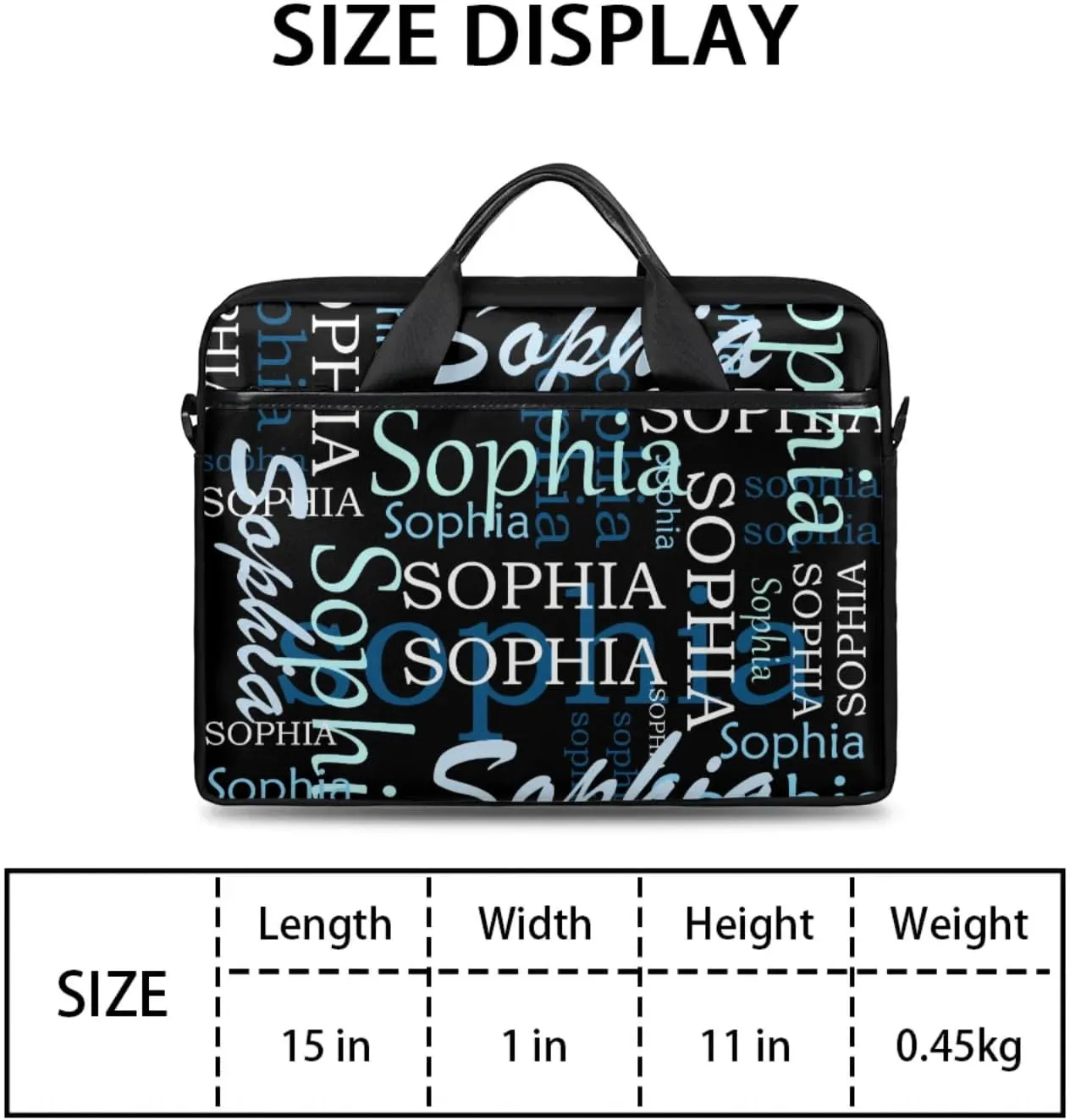 Custom-Laptop-Bag for-Adults Women Men Personalized Laptop-Shoulder-Bag with-Name Computer-Bag Gradient Blue