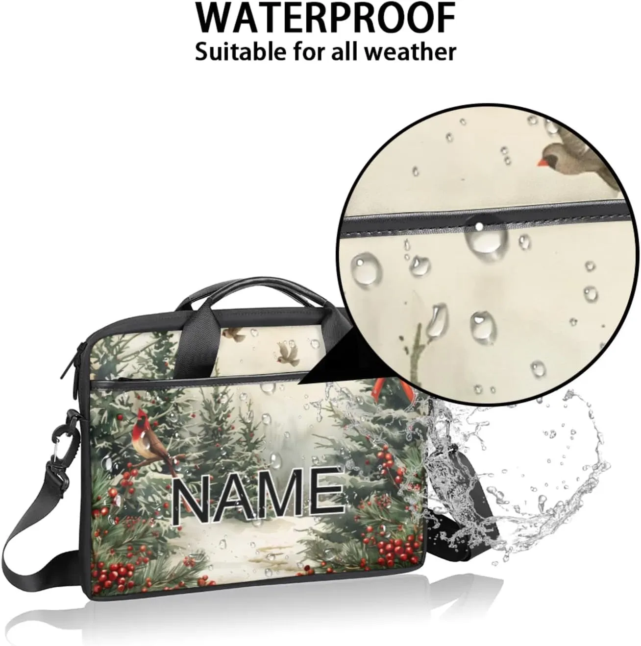 Custom Laptop Bag with Name Personalized 15 Inch Shoulder Computer Bag