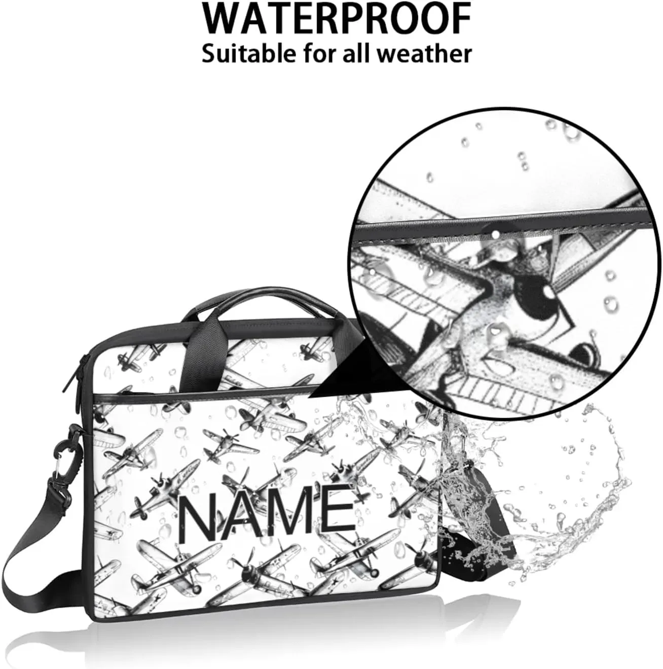 Custom Laptop Bag with Name Personalized 15 Inch Shoulder Computer Bag
