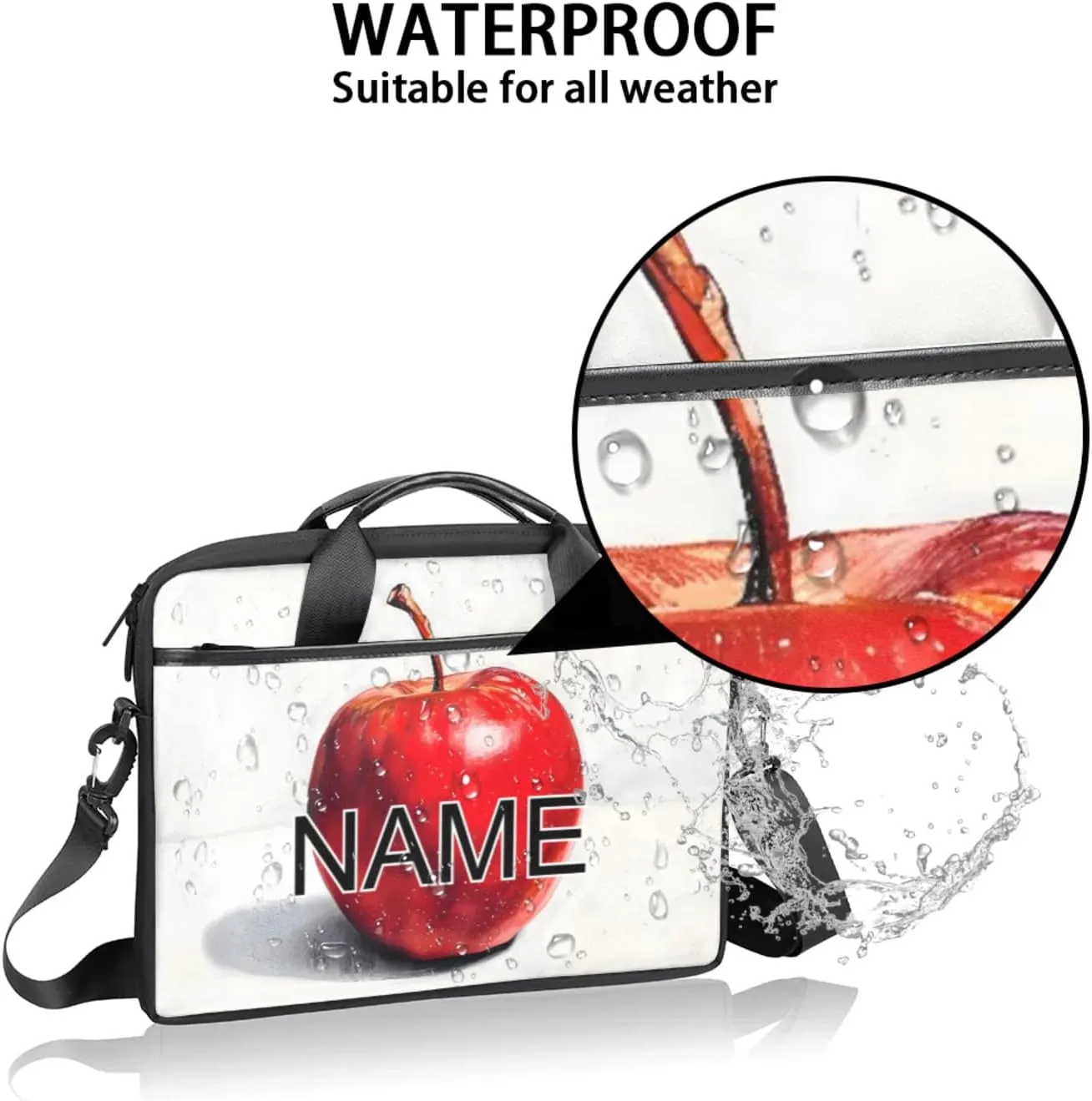 Custom Laptop Bag with Name Personalized 15 Inch Shoulder Computer Bag