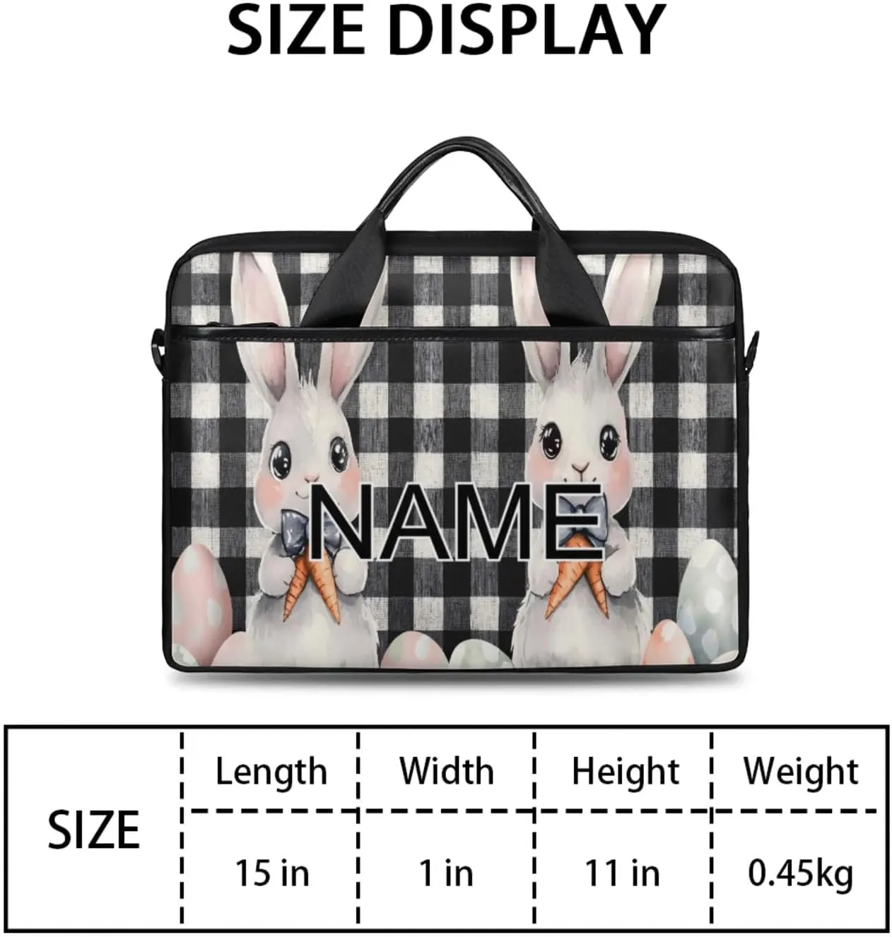 Custom Laptop Bag with Name Personalized 15 Inch Shoulder Computer Bag