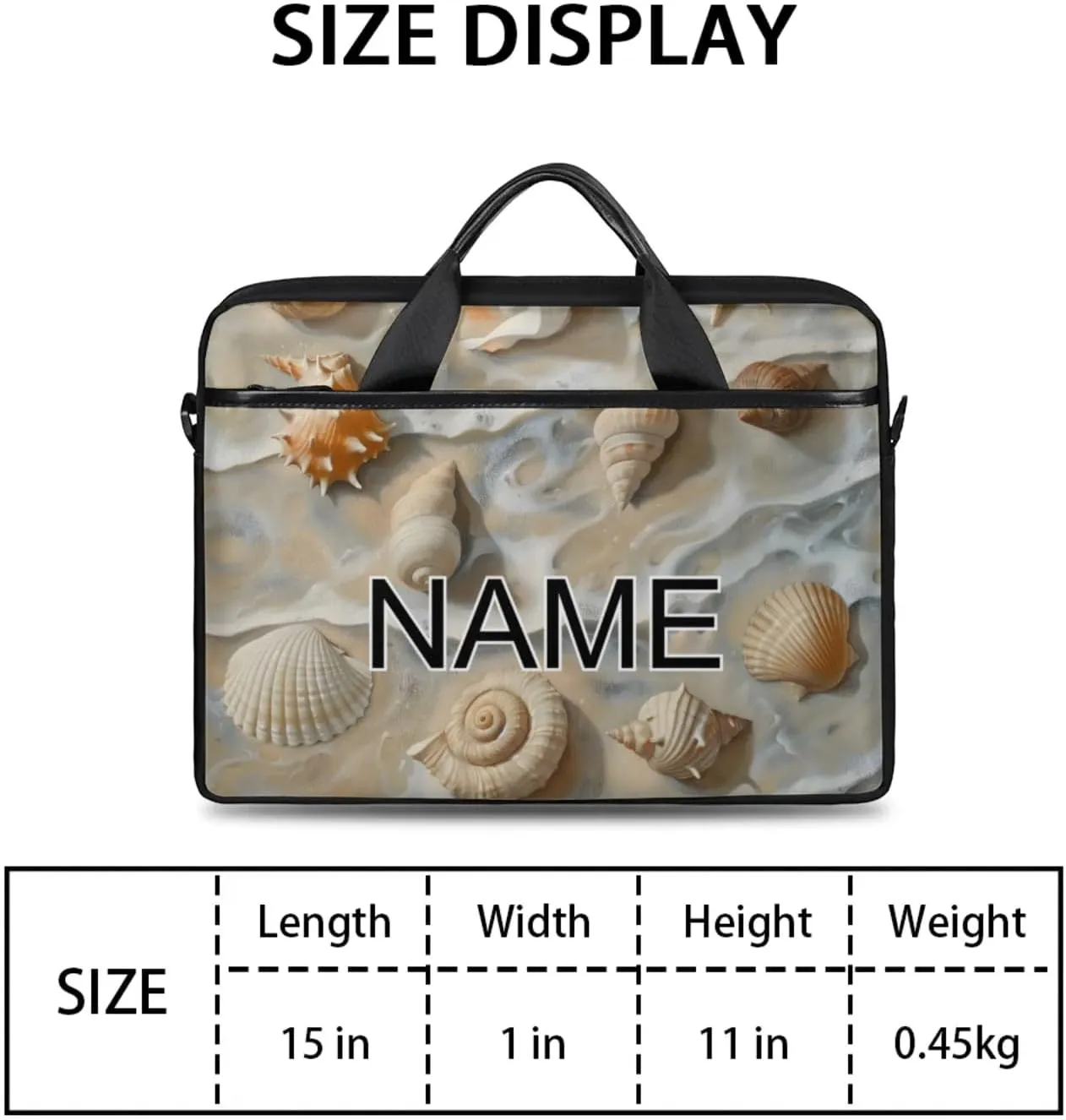 Custom Laptop Bag with Name Personalized 15 Inch Shoulder Computer Bag