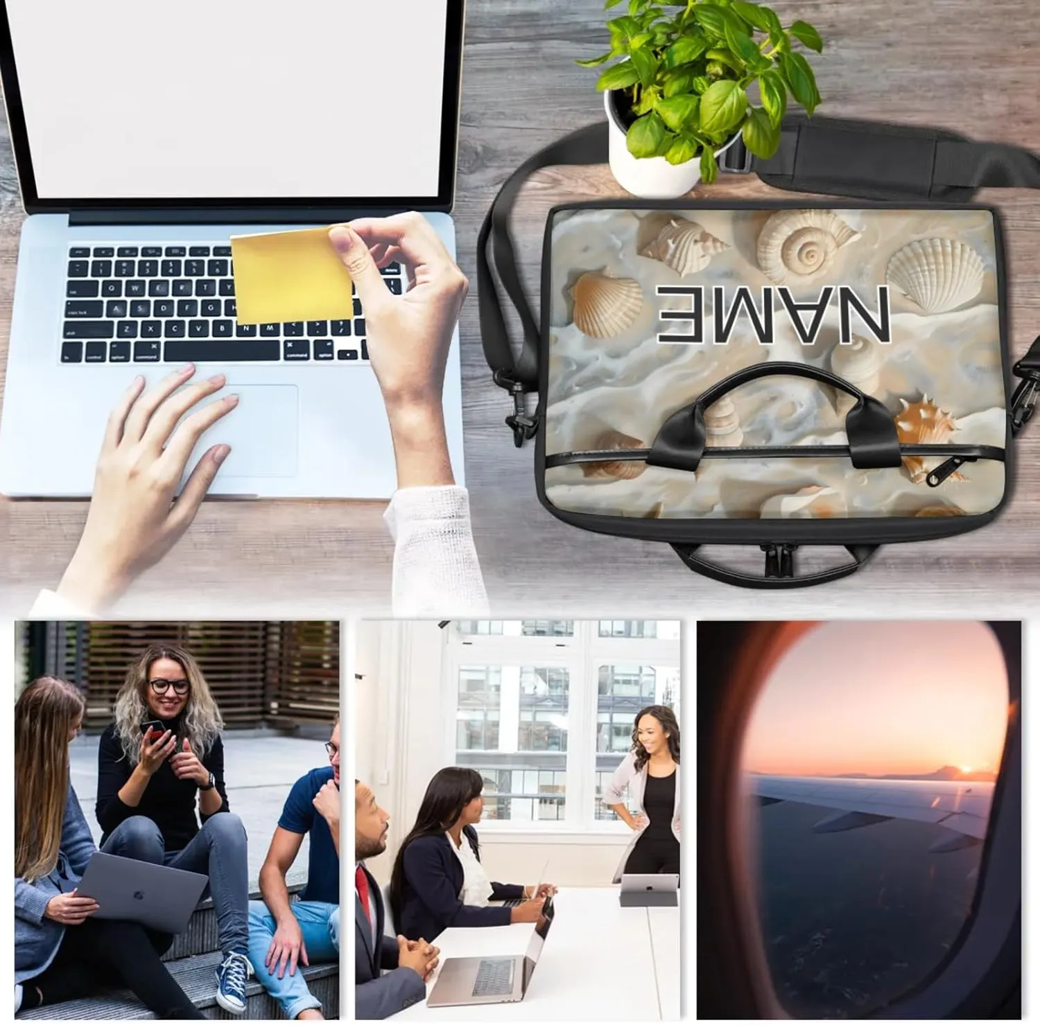 Custom Laptop Bag with Name Personalized 15 Inch Shoulder Computer Bag