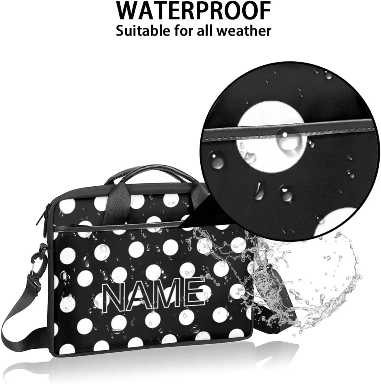 Custom Laptop Bag with Name Personalized 15 Inch Shoulder Computer Bag