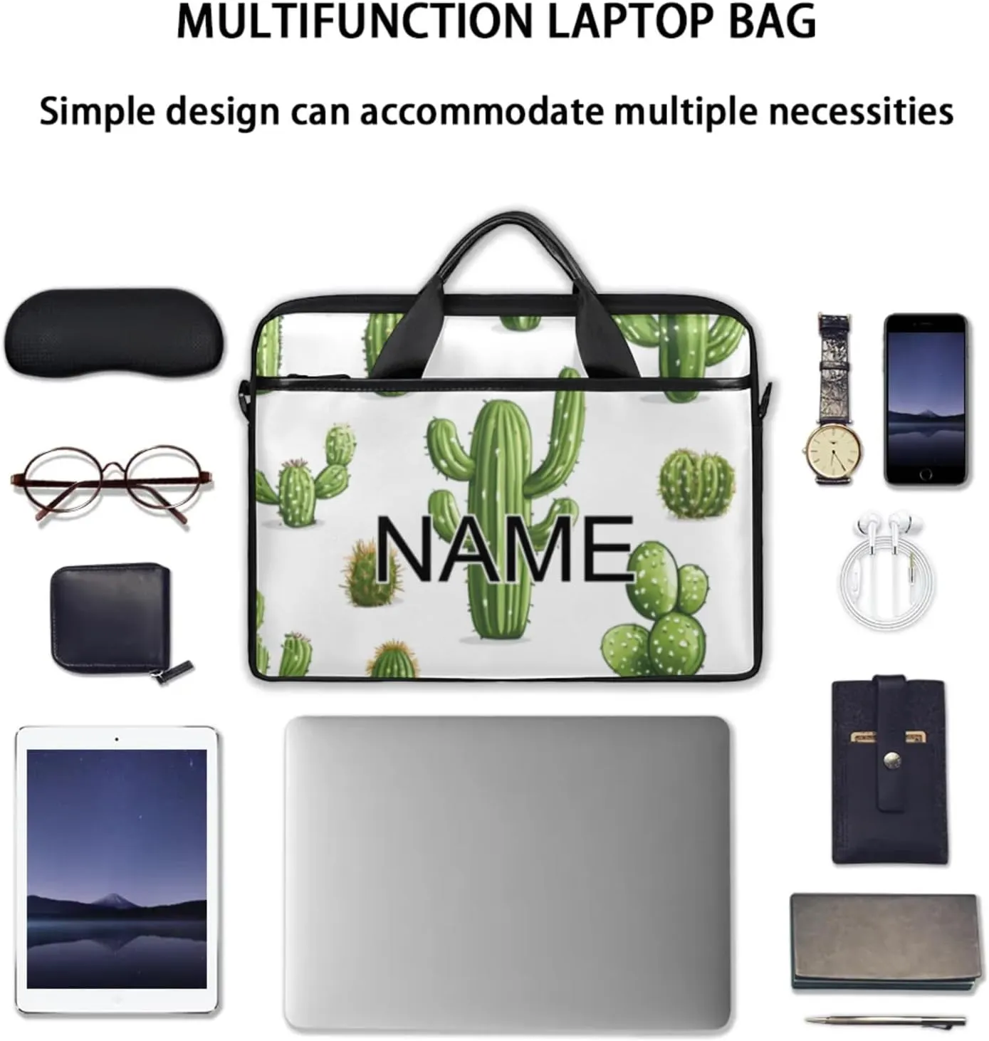 Custom Laptop Bag with Name Personalized 15 Inch Shoulder Computer Bag