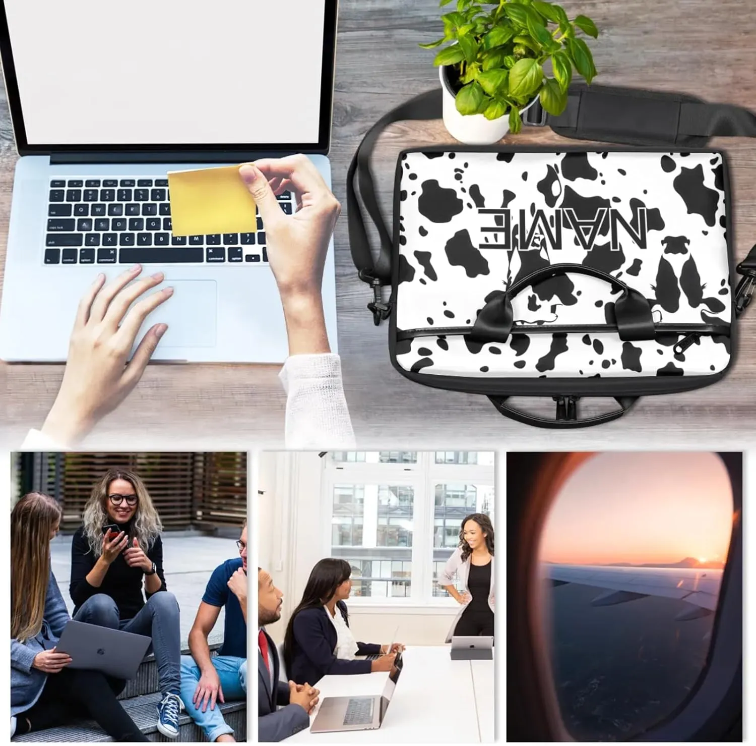 Custom Laptop Bag with Name Personalized 15 Inch Shoulder Computer Bag
