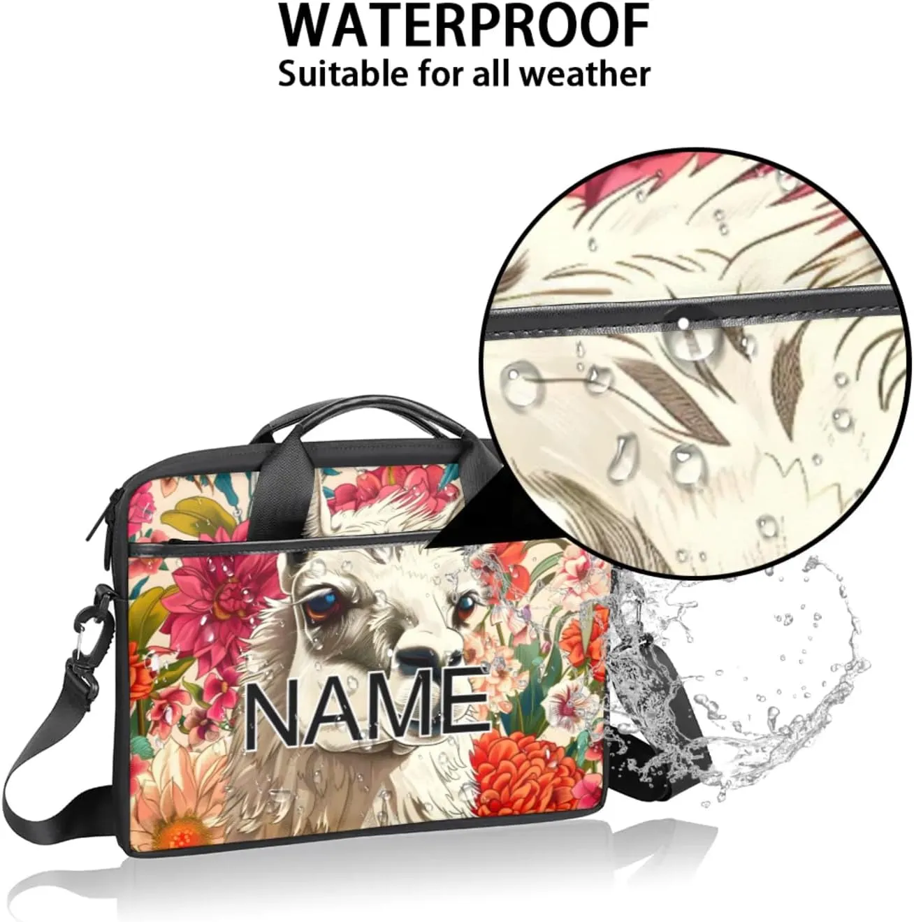 Custom Laptop Bag with Name Personalized 15 Inch Shoulder Computer Bag