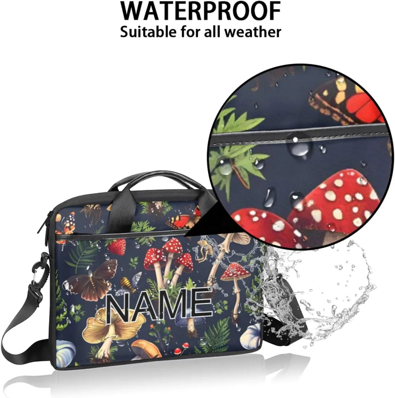 Custom Laptop Bag with Name Personalized 15 Inch Shoulder Computer Bag