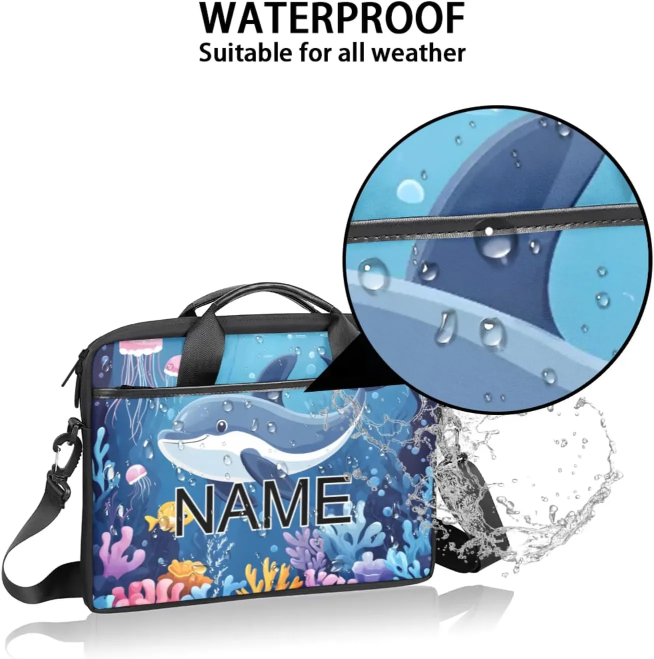 Custom Laptop Bag with Name Personalized 15 Inch Shoulder Computer Bag