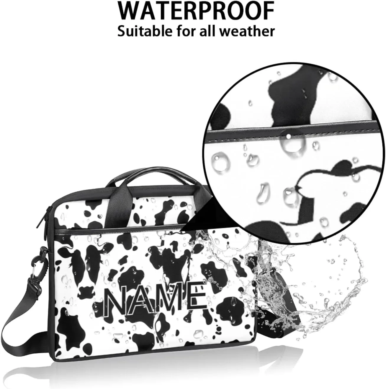Custom Laptop Bag with Name Personalized 15 Inch Shoulder Computer Bag