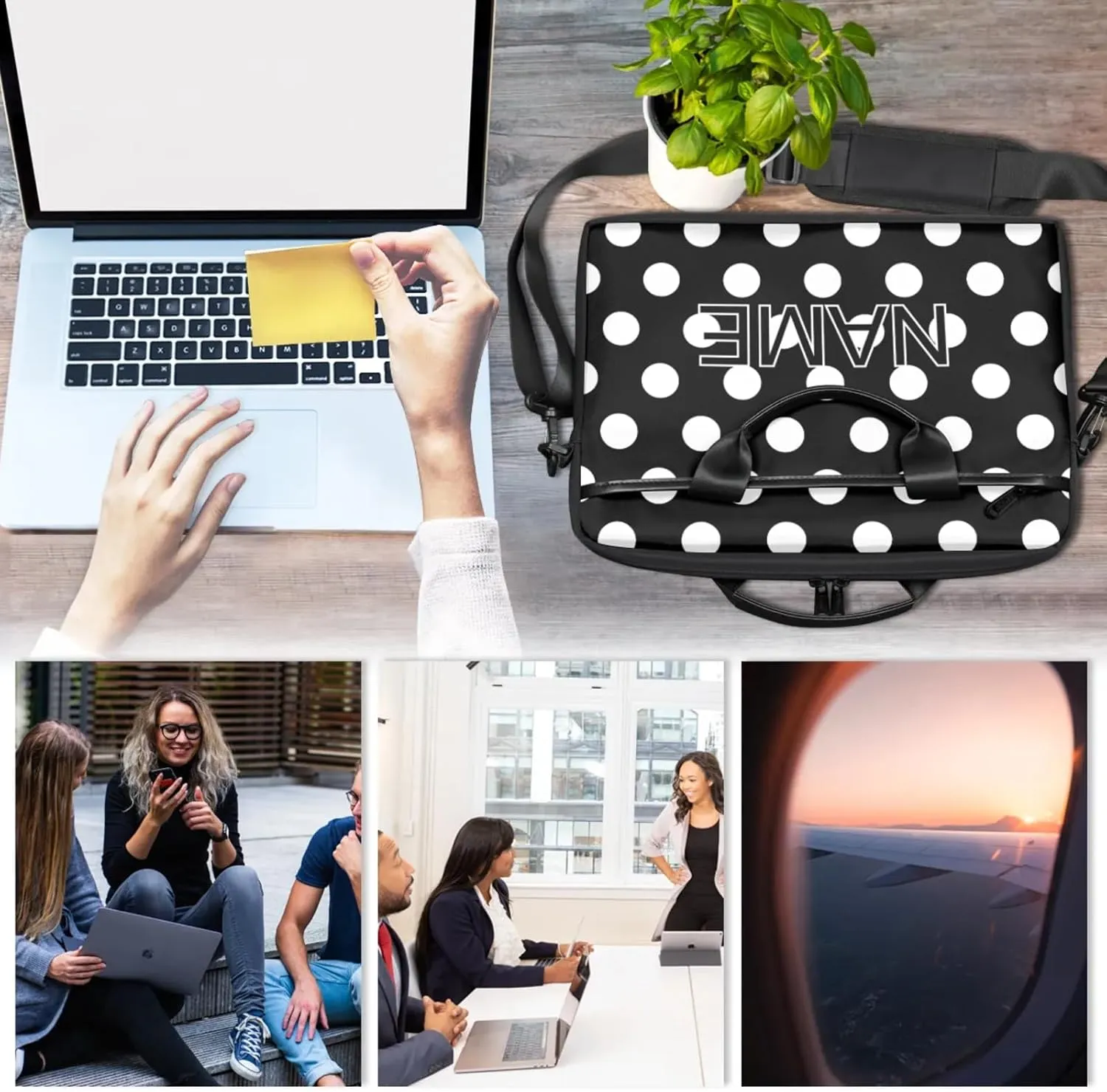 Custom Laptop Bag with Name Personalized 15 Inch Shoulder Computer Bag
