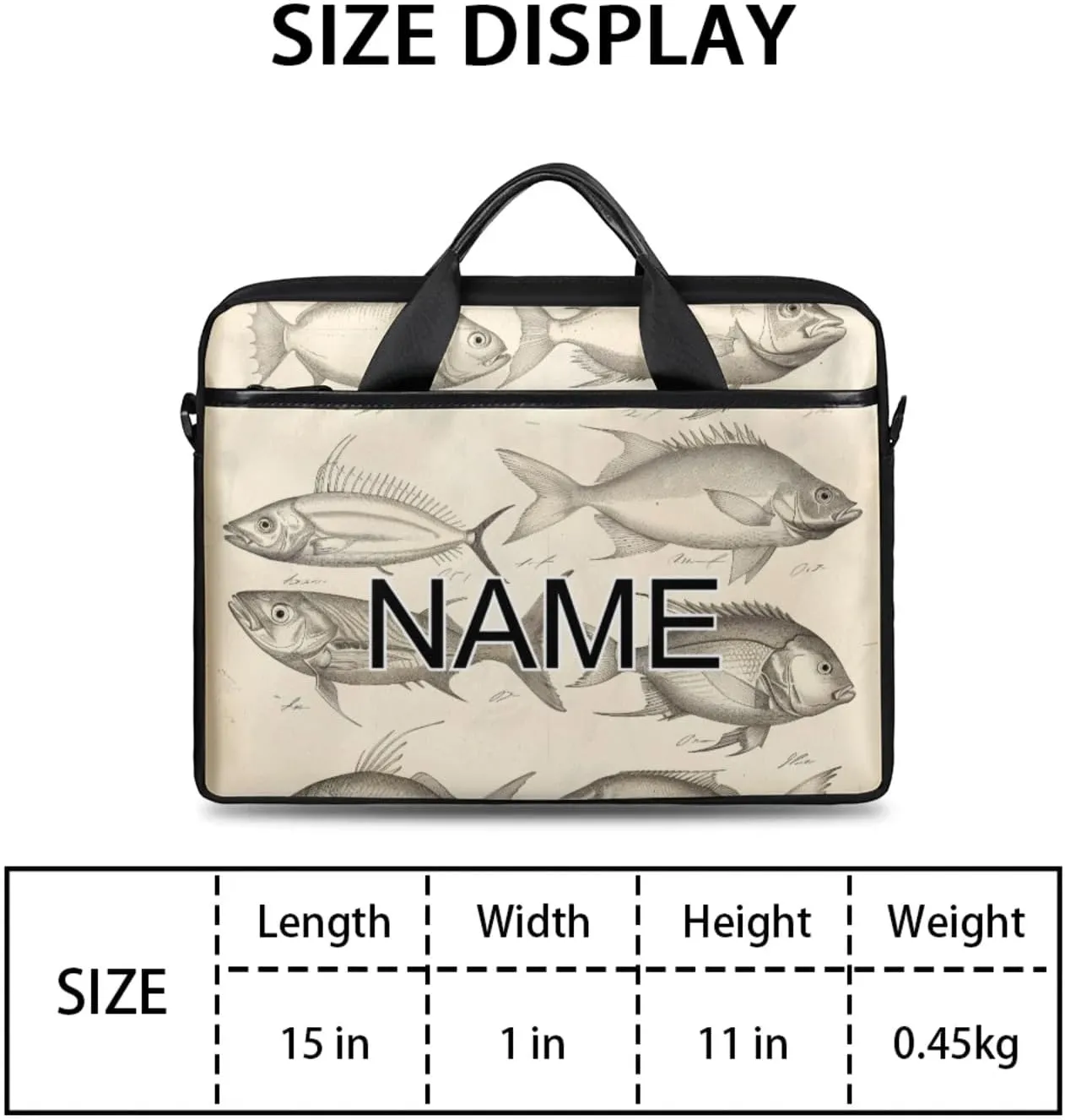 Custom Laptop Bag with Name Personalized 15 Inch Shoulder Computer Bag