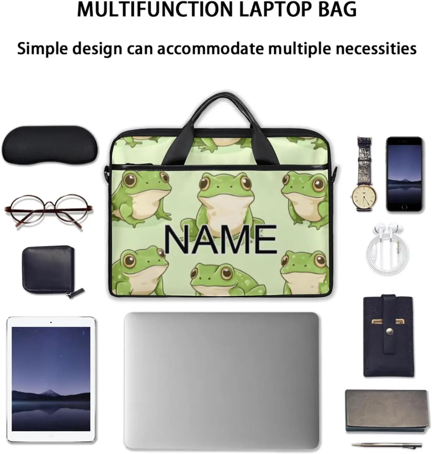 Custom Laptop Bag with Name Personalized 15 Inch Shoulder Computer Bag
