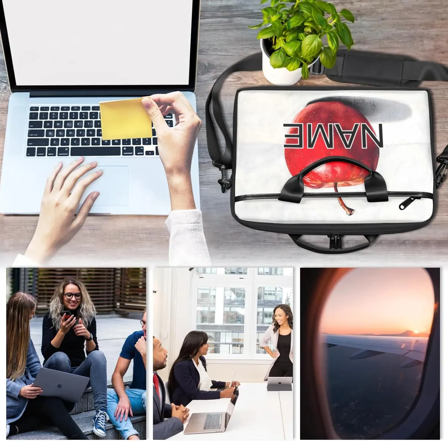 Custom Laptop Bag with Name Personalized 15 Inch Shoulder Computer Bag