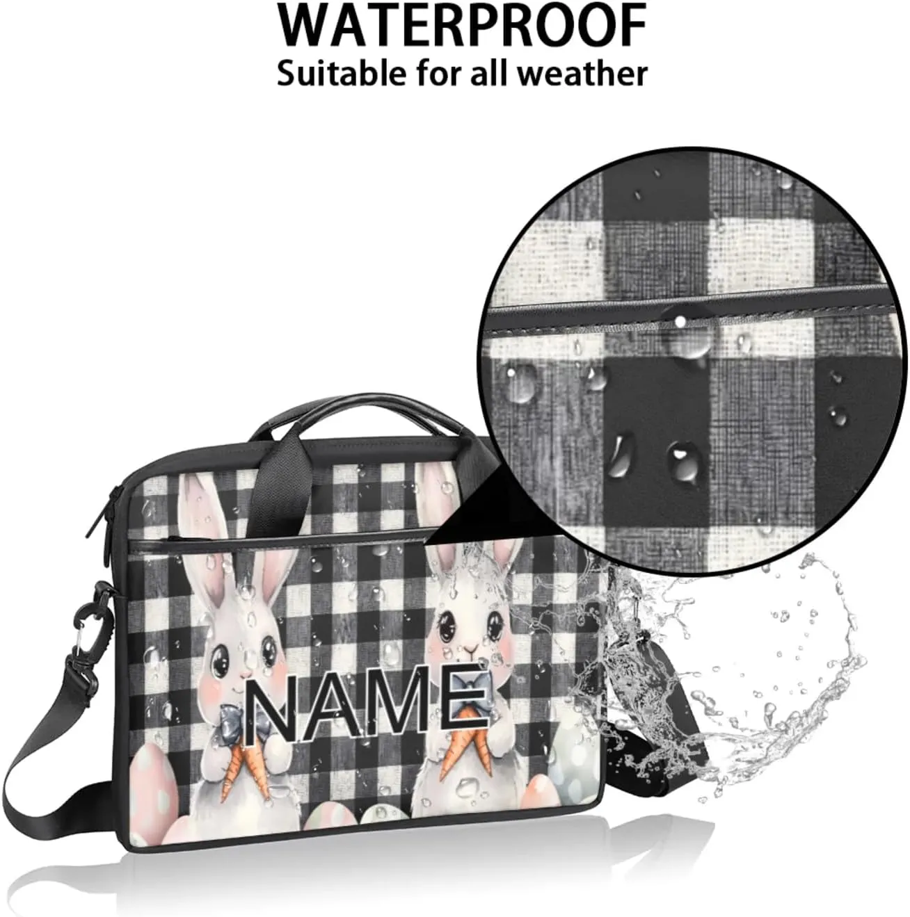 Custom Laptop Bag with Name Personalized 15 Inch Shoulder Computer Bag