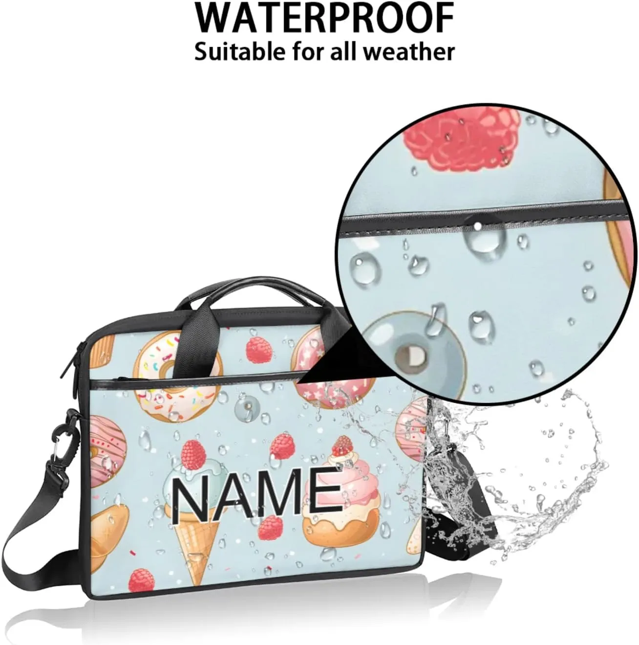 Custom Laptop Bag with Name Personalized 15 Inch Shoulder Computer Bag