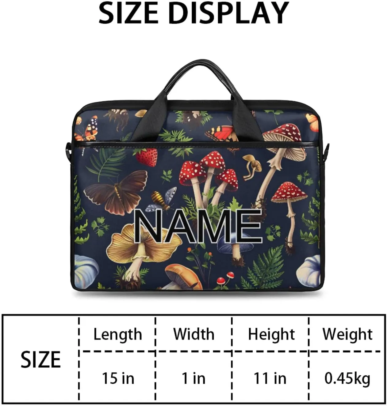 Custom Laptop Bag with Name Personalized 15 Inch Shoulder Computer Bag