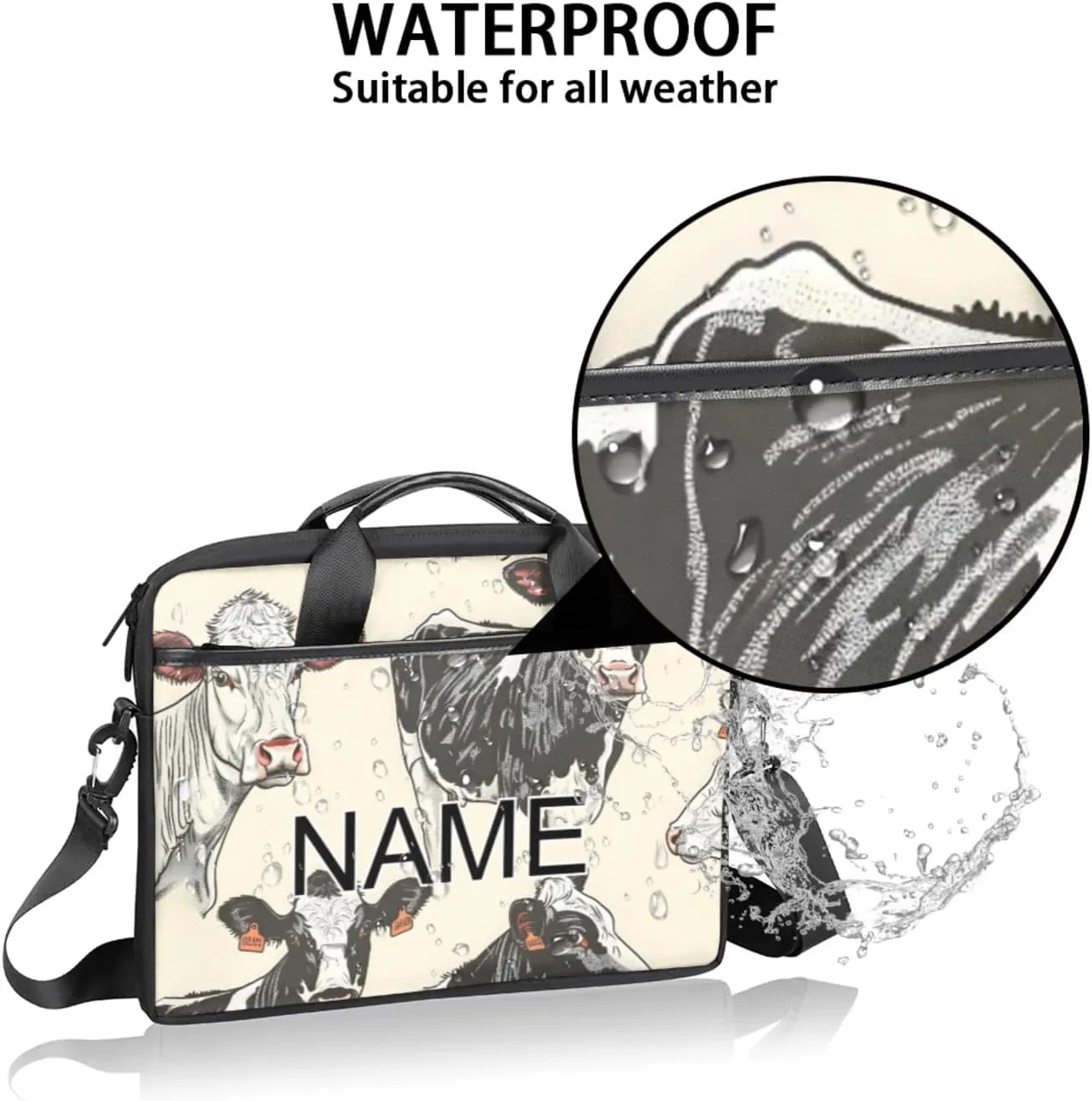Custom Laptop Bag with Name Personalized 15 Inch Shoulder Computer Bag