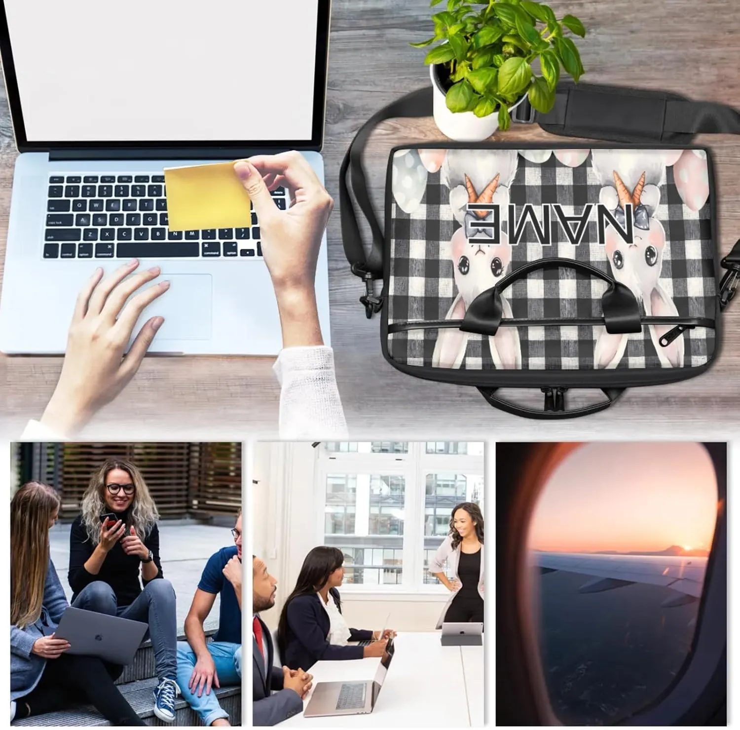 Custom Laptop Bag with Name Personalized 15 Inch Shoulder Computer Bag