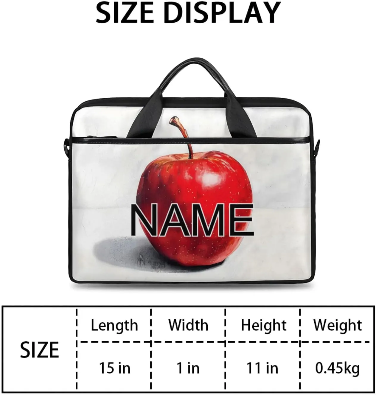 Custom Laptop Bag with Name Personalized 15 Inch Shoulder Computer Bag