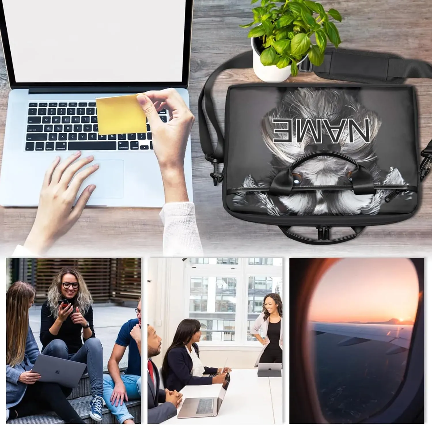 Custom Laptop Bag with Name Personalized 15 Inch Shoulder Computer Bag