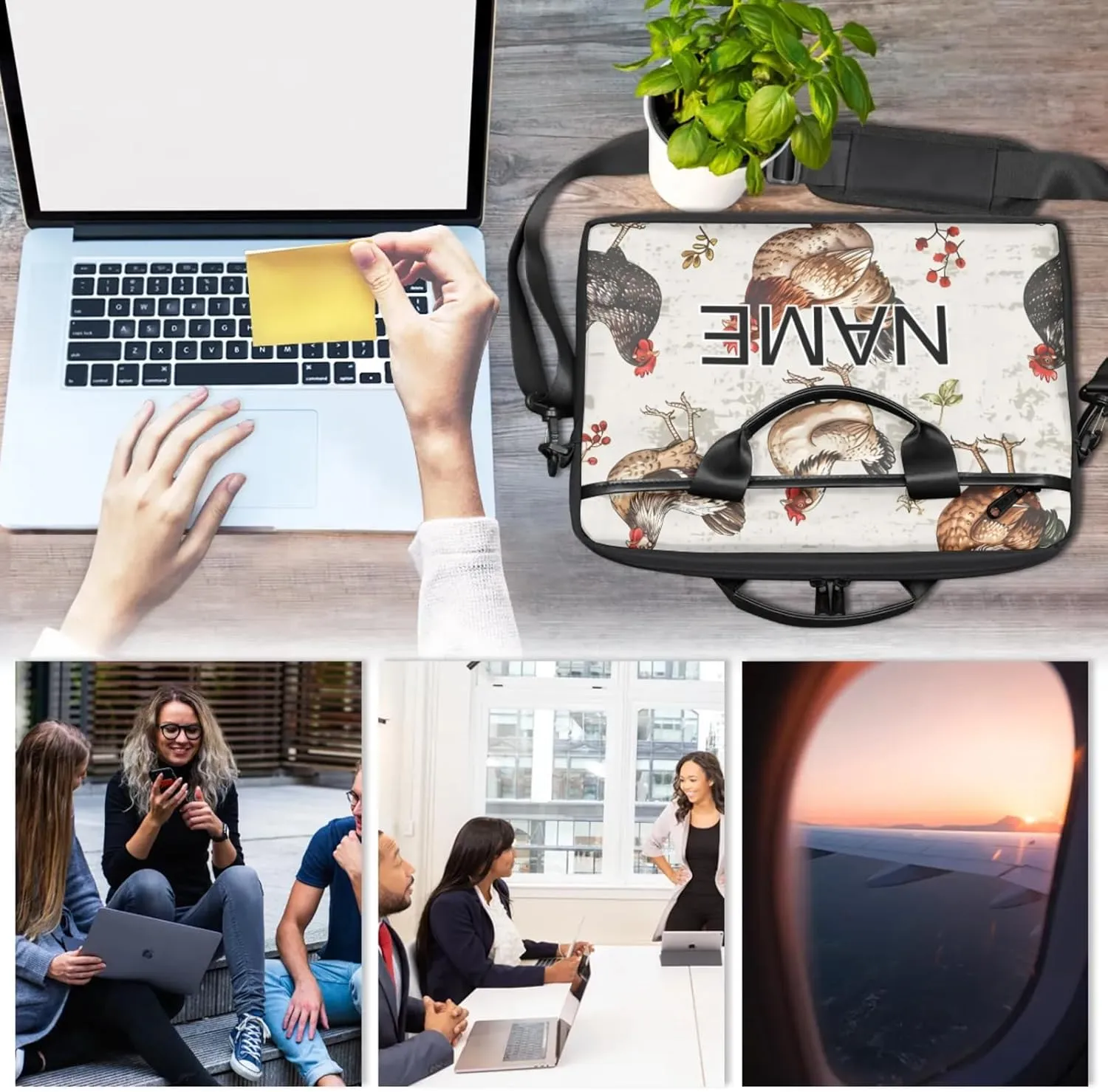 Custom Laptop Bag with Name Personalized 15 Inch Shoulder Computer Bag