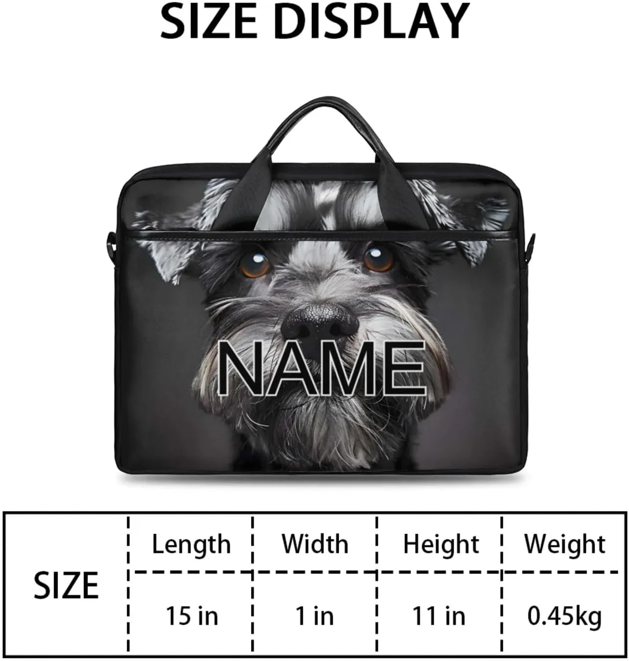Custom Laptop Bag with Name Personalized 15 Inch Shoulder Computer Bag