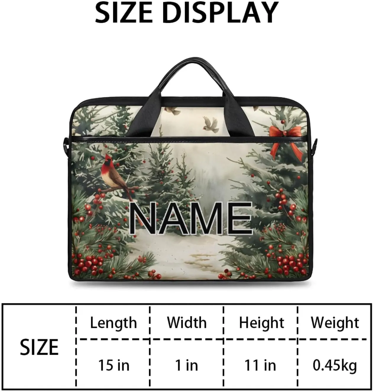 Custom Laptop Bag with Name Personalized 15 Inch Shoulder Computer Bag