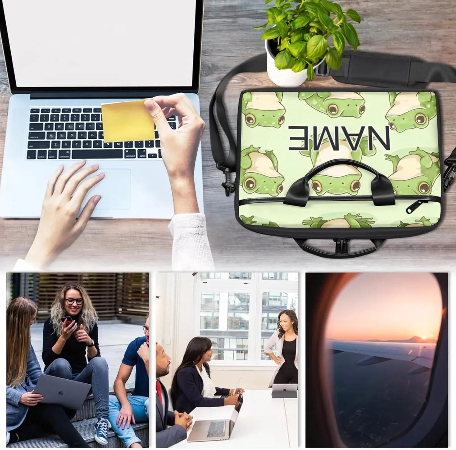 Custom Laptop Bag with Name Personalized 15 Inch Shoulder Computer Bag