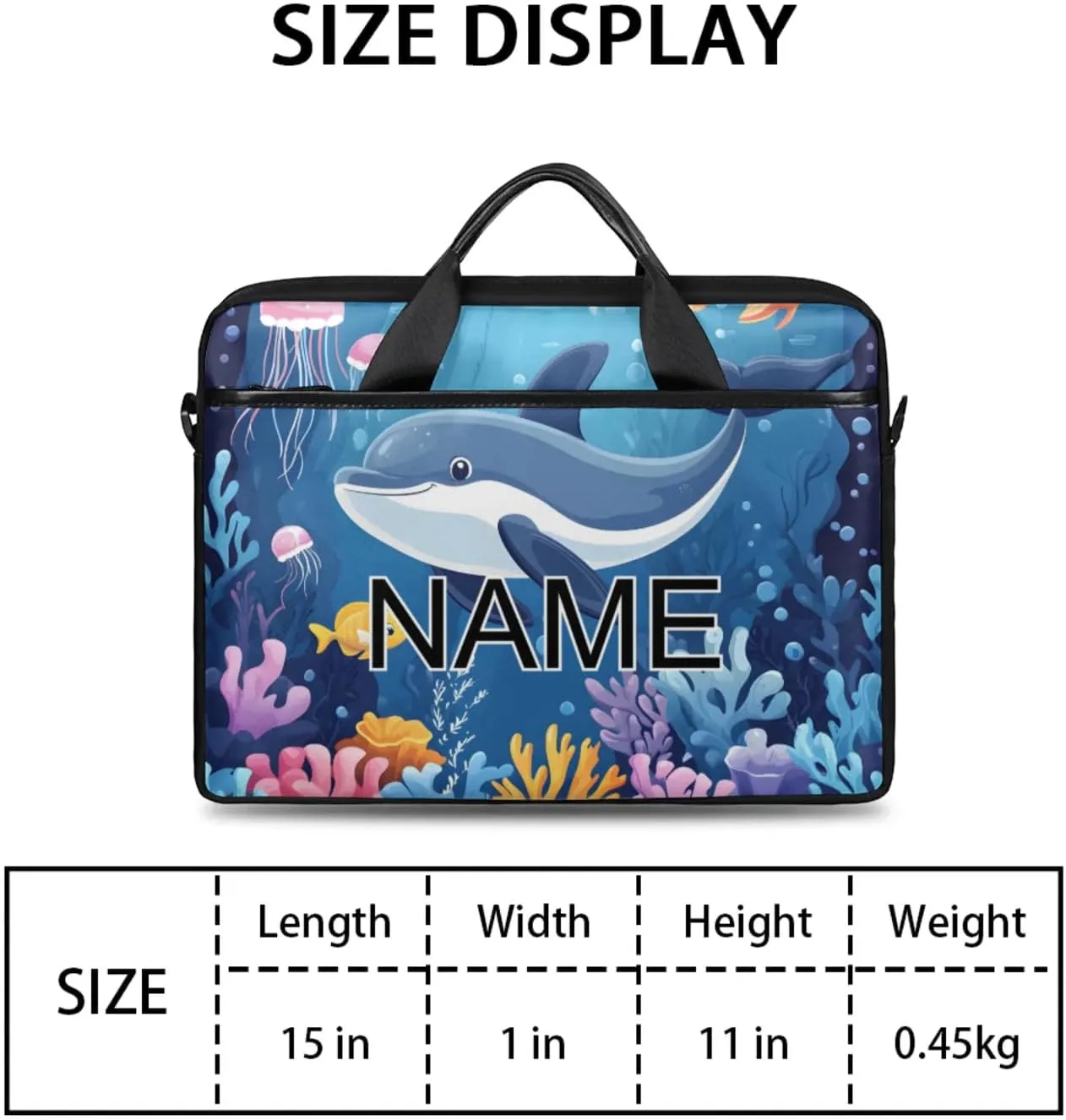 Custom Laptop Bag with Name Personalized 15 Inch Shoulder Computer Bag