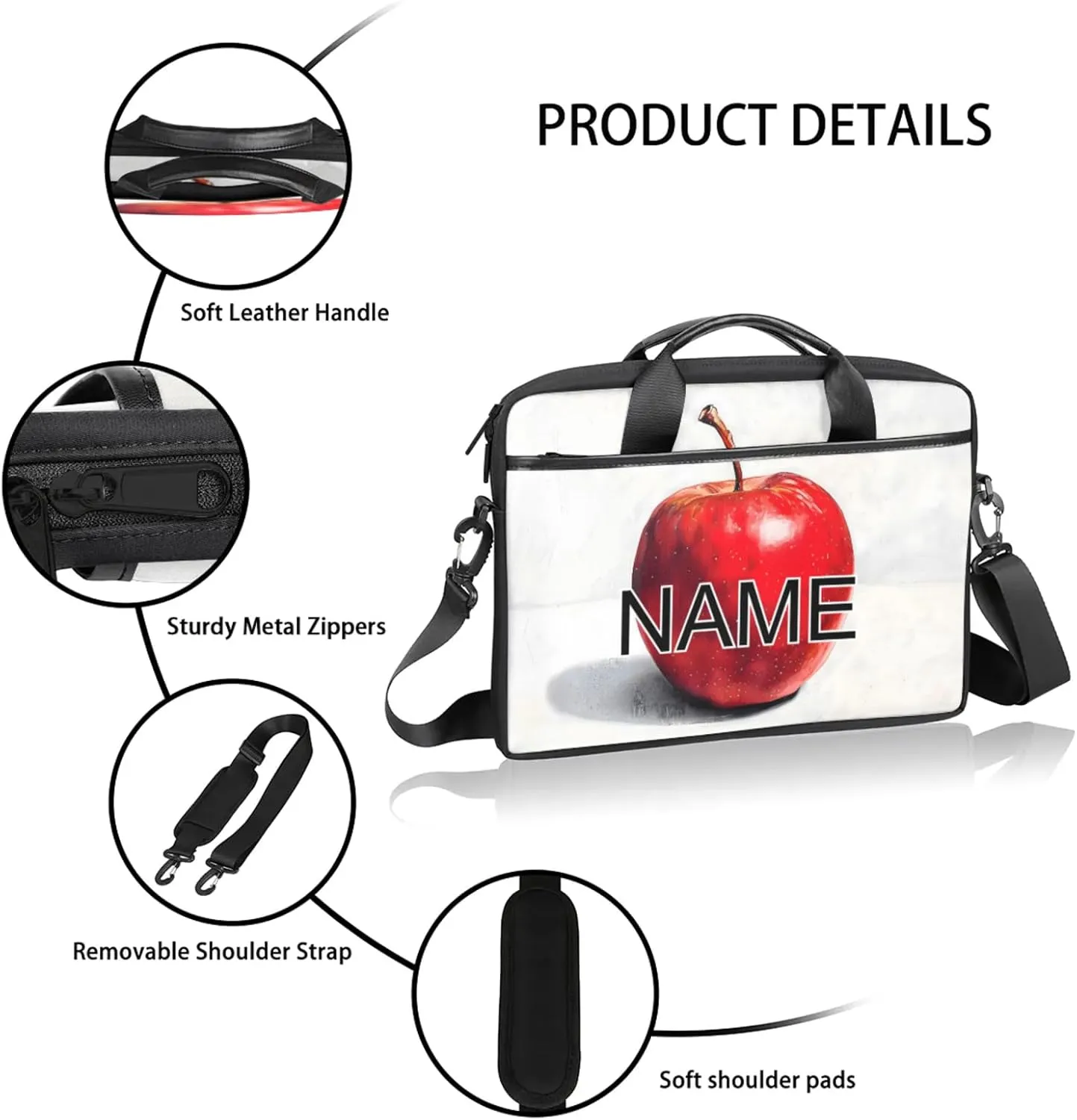 Custom Laptop Bag with Name Personalized 15 Inch Shoulder Computer Bag