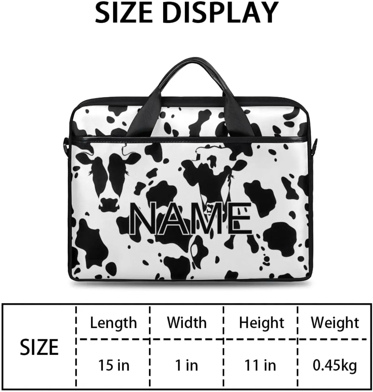 Custom Laptop Bag with Name Personalized 15 Inch Shoulder Computer Bag