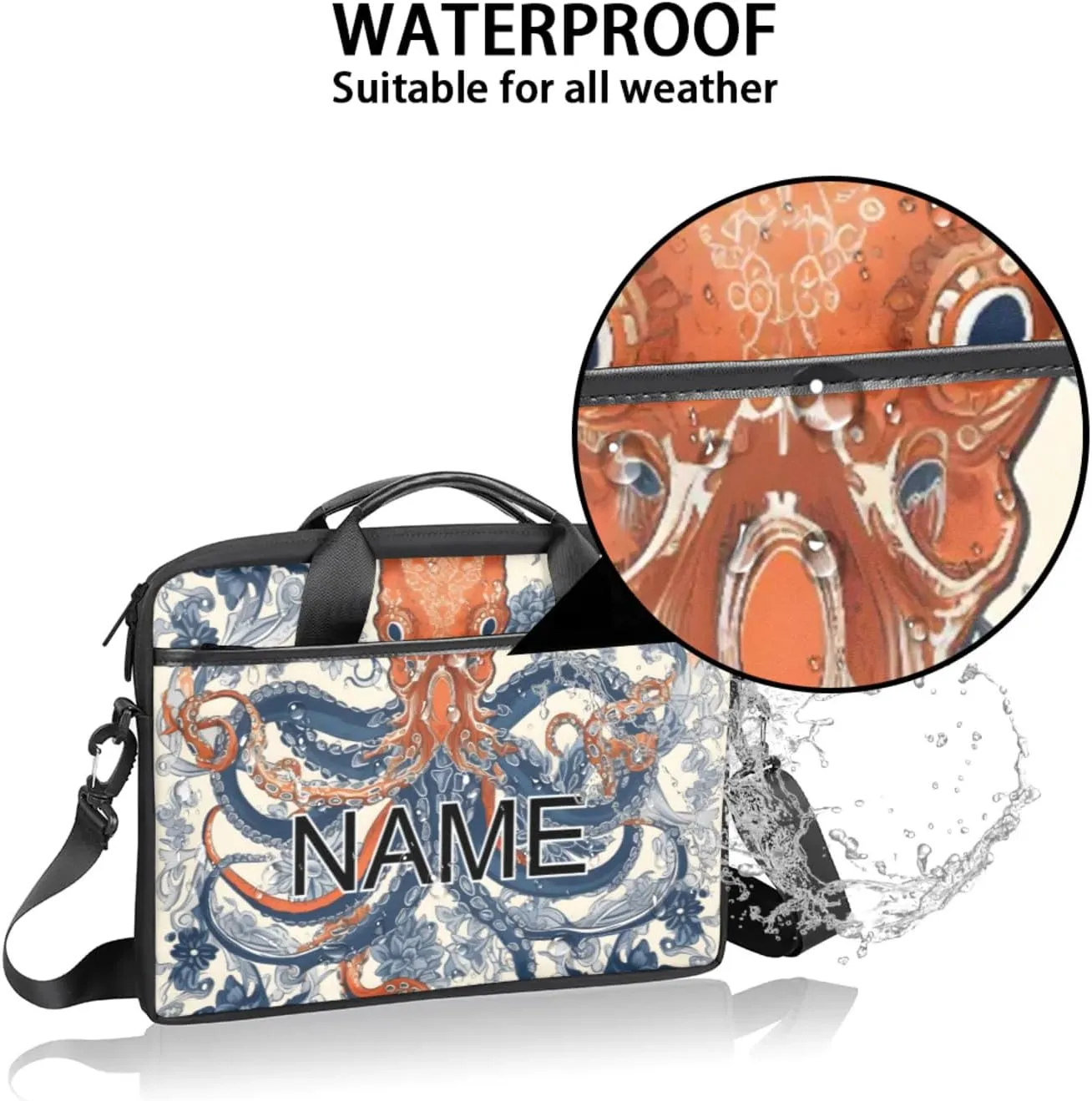 Custom Laptop Bag with Name Personalized 15 Inch Shoulder Computer Bag